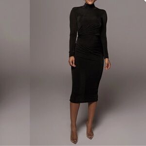 Black mock neck dress